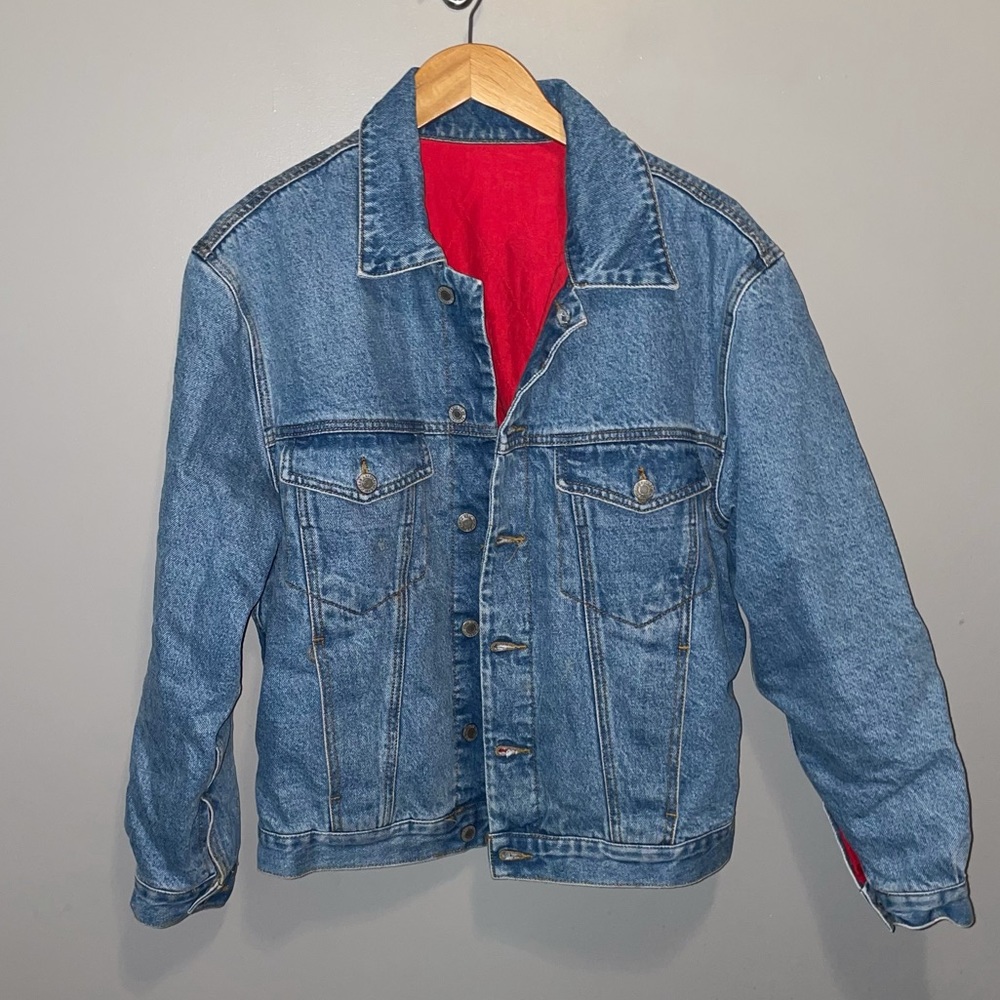 Brandy Melville Blue Jean Jacket with Red Lining